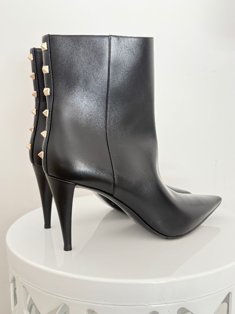 Valentino Garavani Rockstud Black Calfskin Leather Ankle Boot